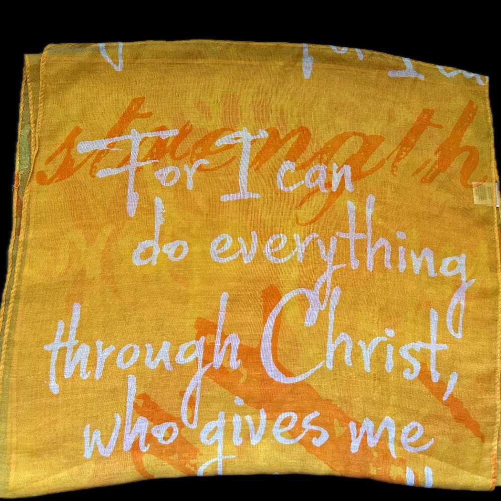 NWOT Christian Scripture Scarf Strength in Christ Philippians 4:13